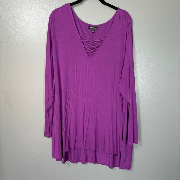 Lane Bryant Purple Criss Cross Neck Tunic Length Top - Plus Size 22/24 - Women's - Picture 1 of 5